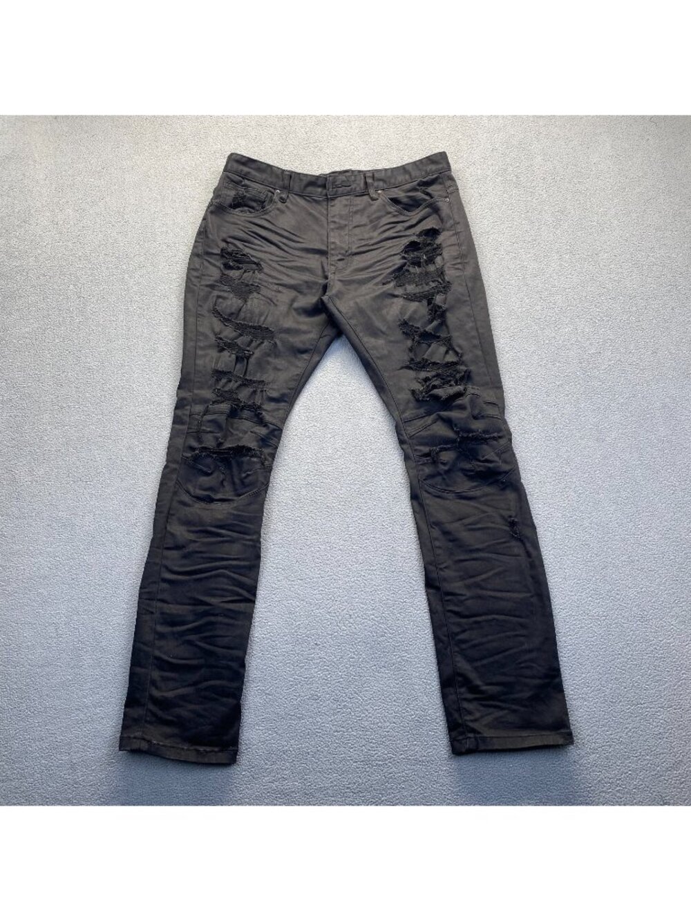 Smoke Rise Jeans Mens Sz 36X34 Black Moto Biker Style Straight Fit Stretch Pants